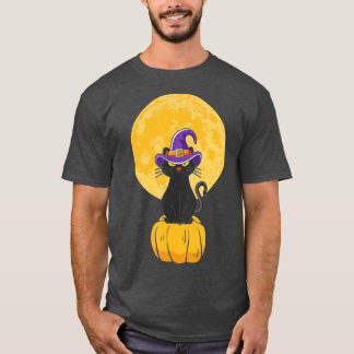 Black Cat Costume Scary Halloween Witch Ha T-shirt