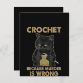 Black Cat Crochet omdat de moord verkeerd is Bedankkaart (Voorkant / Achterkant)