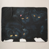 Black Cat Cuddle Sherpa Deken (Voorkant (horizontaal))