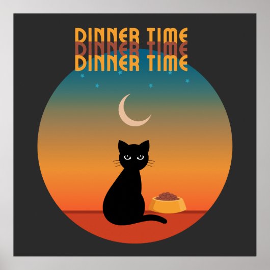 Black Cat Dinner Time Poster (Voorkant)