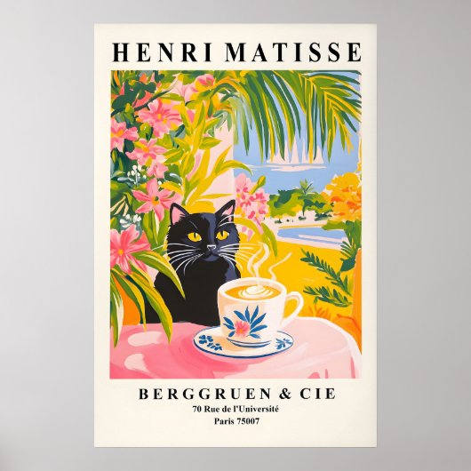 Black Cat Drinking Coffee Poster Henri Matisse (Devant)