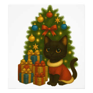 “Black Cat Emi and the Christmas Tree” Foto Afdruk