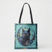 Black Cat en Celestial Moon Canvas tas (Voorkant)