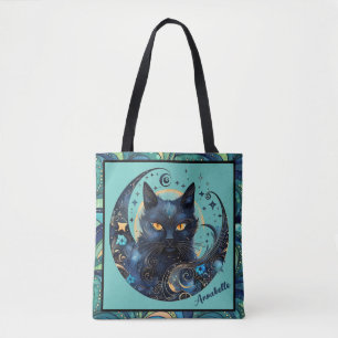Black Cat en Celestial Moon Canvas tas