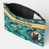 Black Cat en Celestial Moon Print Accessoire Pouch Etui (Open)