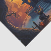 Black Cat en Crooked House Halloween Decoupage Tissuepapier (Detail)