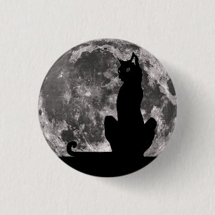 Black Cat en Full Moon Button