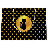 Black Cat en Gold Polka Dots Groot Cadeauzakje (Voorkant)