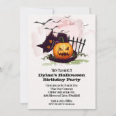 Black Cat en Jack o' Lantern Halloween Kaart (Voorkant)