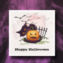 Black Cat en Jack o' Lantern Halloween