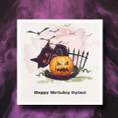 Black Cat en Jack o' Lantern Halloween Servet