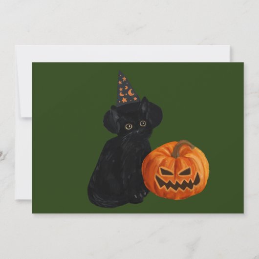 Black Cat en Jack O Lantern Party Invitation Kaart (Achterkant)