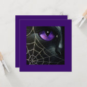 BLACK CAT EN SPIDER WEB AANGEPASTE HALLOONKAART KAART (Voorkant / Achterkant in situ)