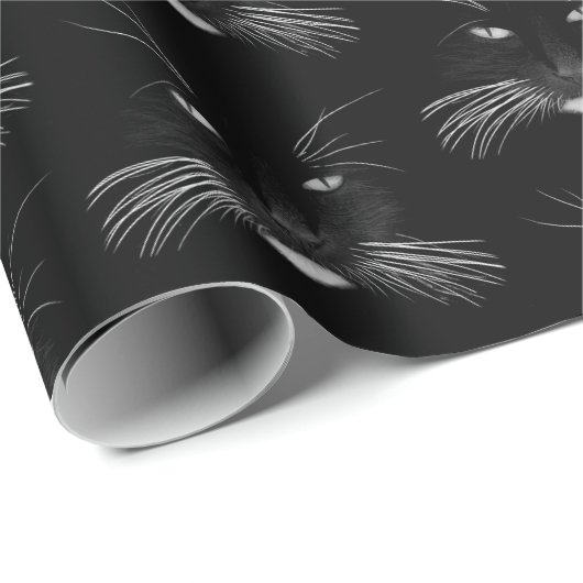 Black Cat Face Cadeaupapier (Rol Hoek)