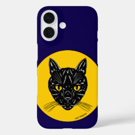 Black Cat Face iPhone 16 Hoesje