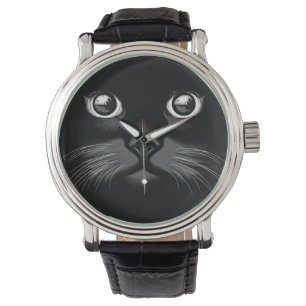 Black Cat Face Eyes Horloge
