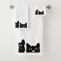 "Black Cat Face" Handdoeken Set