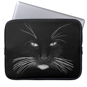 Black Cat Face Laptop Sleeve