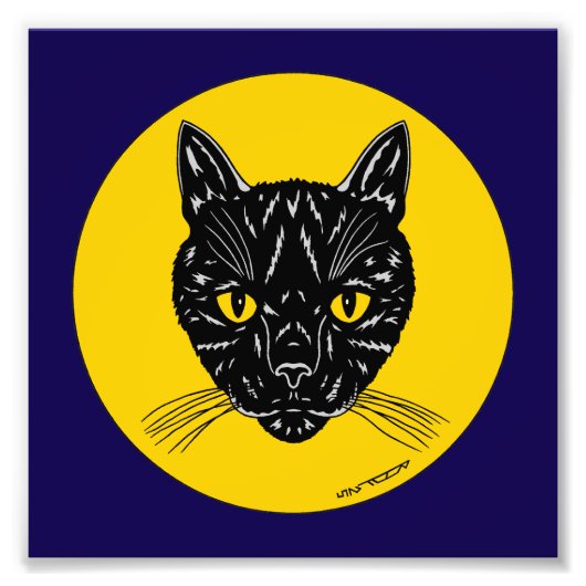Black Cat Face Photo Print (Devant)