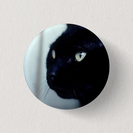 Black Cat Face Ronde Button 3,2 Cm (Voorkant)