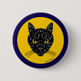 Black Cat Face Ronde Button 5,7 Cm