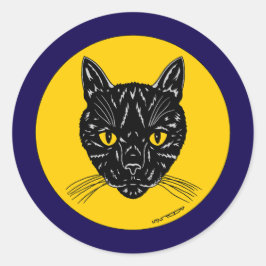 Black Cat Face Ronde Sticker