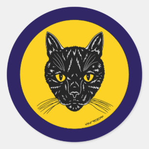 Black Cat Face Ronde Sticker