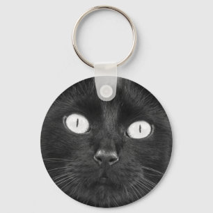 Black Cat Face Sleutelhanger