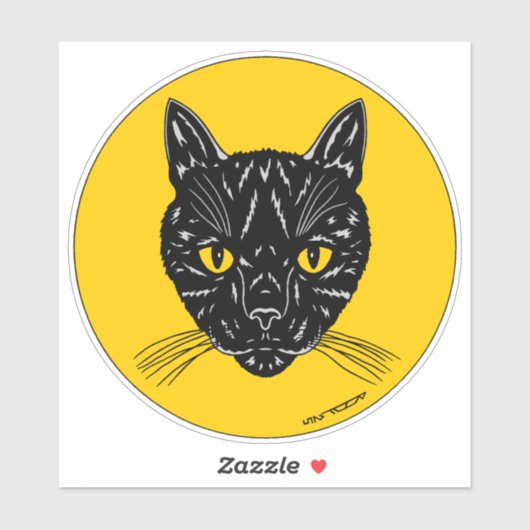 Black Cat Face Sticker (Vel)