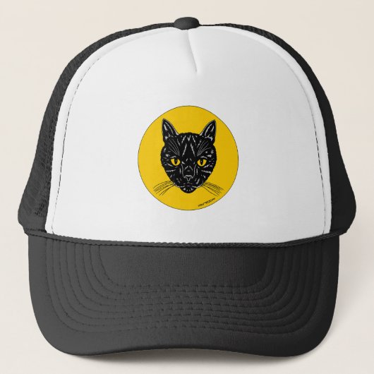 Black Cat Face Trucker Pet (Voorkant)