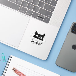 Black Cat Face "Zeg wat?" – Een leuke vinyl Sticke Sticker