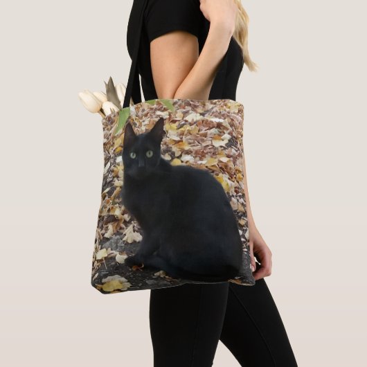 Black Cat Fall-bladeren Fotografie Draagtas (Dichtbij)