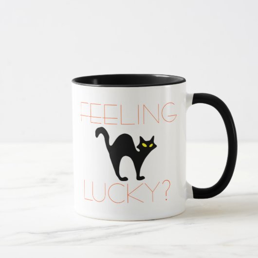 Black Cat Feeling Lucky | Funny Halloween Mok (Rechts)