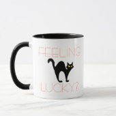 Black Cat Feeling Lucky | Funny Halloween Mok (Links)