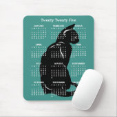 Black Cat Feline Design 2025 Kalender Mousepad Muismat (Met muis)