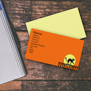 Black Cat Fence Moon Visitekaartje