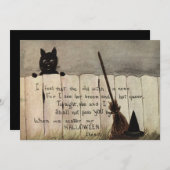 Black Cat Fence Witch's Broom Pet (Voorkant / Achterkant)