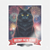 Black Cat Fireworks Celebration Sticker (Voorkant)