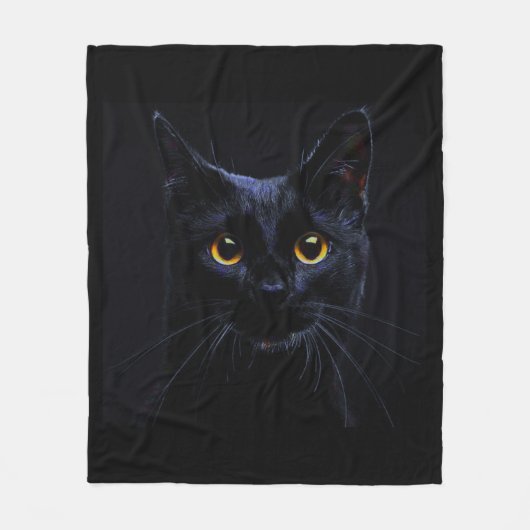 Black Cat Fleece Blanket (Voorkant)