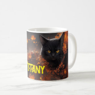 Black Cat Flower Magic Alledaagse Halloween Koffiemok