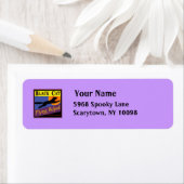 Black Cat Flying School Aangepaste Halloween Label (Insitu)