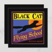 Black Cat Flying School Aangepaste Uitnodigingen (Voorkant / Achterkant)