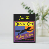 Black Cat Flying School Halloween Invitations (Debout devant)