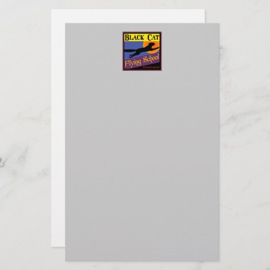 Black Cat Flying School Halloween papeterie (Devant / Derrière)