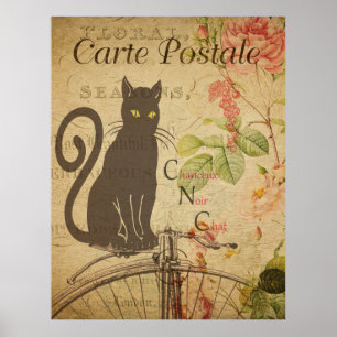 Black Cat  Frans Briefkaart Poster