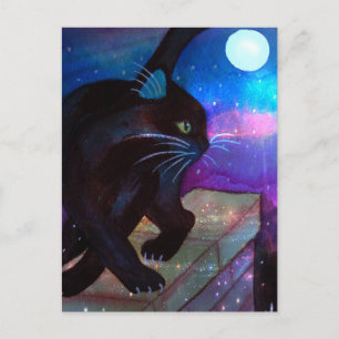 Black Cat Full Moon Briefkaart