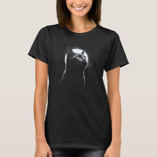 Black Cat Full Moon Cat T-shirt
