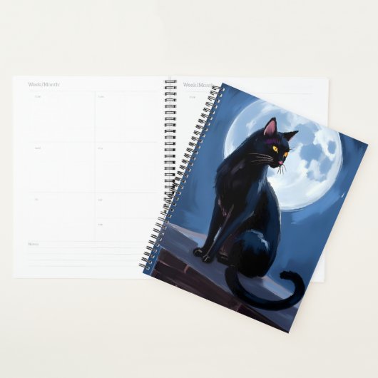 Black Cat | Full Moon Pet Painting (Devant avec enveloppe)