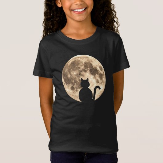Black Cat Full Moon Silhouette T-shirt (Voorkant)