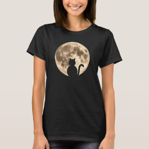Black Cat Full Moon Silhouette T-shirt